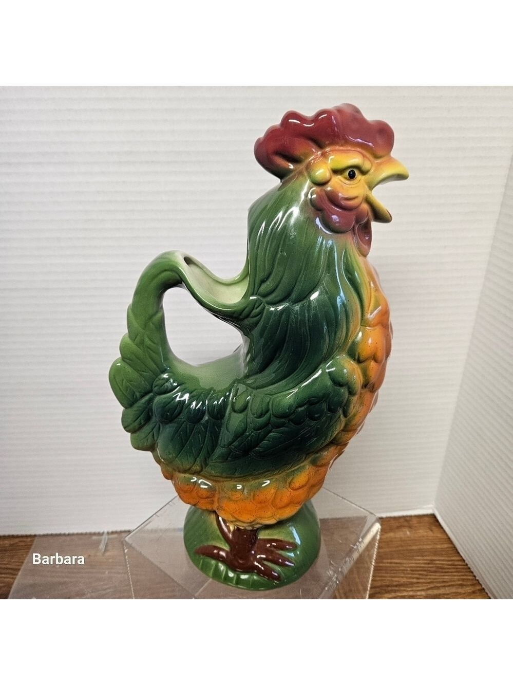 Vintage 40s St Clément Barbotine Rooster Pitcher